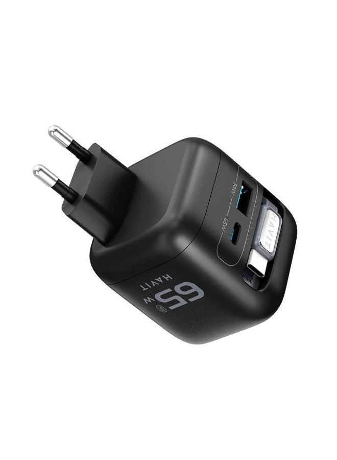 هافيت شاحن HAVIT UC252 GaN بقوة 65 وات – 3 في 1 مع كابل Type-C قابل للسحب وشاحن ساعة ذكية | شحن سريع PD لأجهزة iPhone وSamsung وMacBook - Image 3